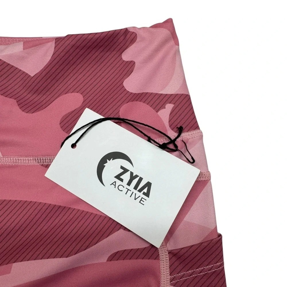 NWT ZYIA Pink Camo Pocket Light n Tight Hi-Rise Capris 20” Leggings Womens 4 - Picture 9 of 15